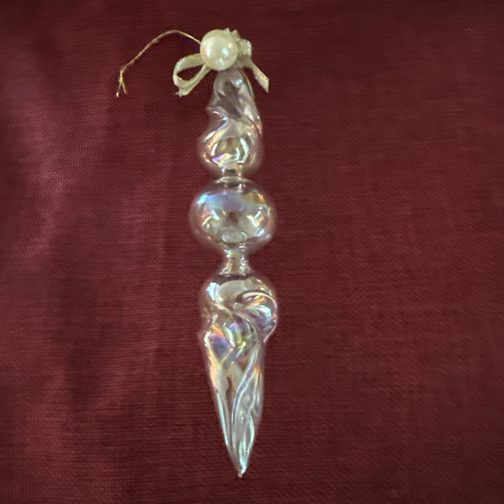 Vintage 7" Iridescent Icicle Ornament